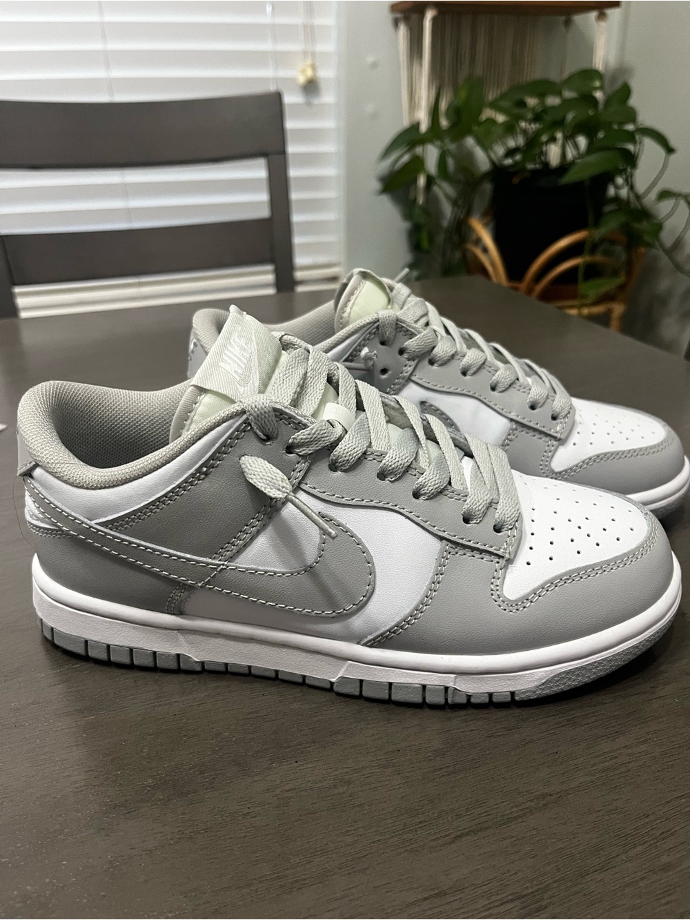 Gray and White Low-Top Women's Nike Dunks